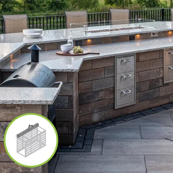 modular outdoor kitchen backsplash