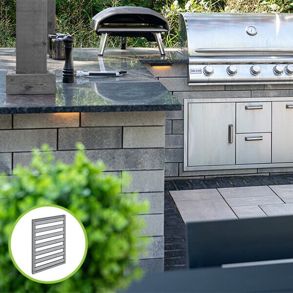 Modular outdoor kitchen end clad