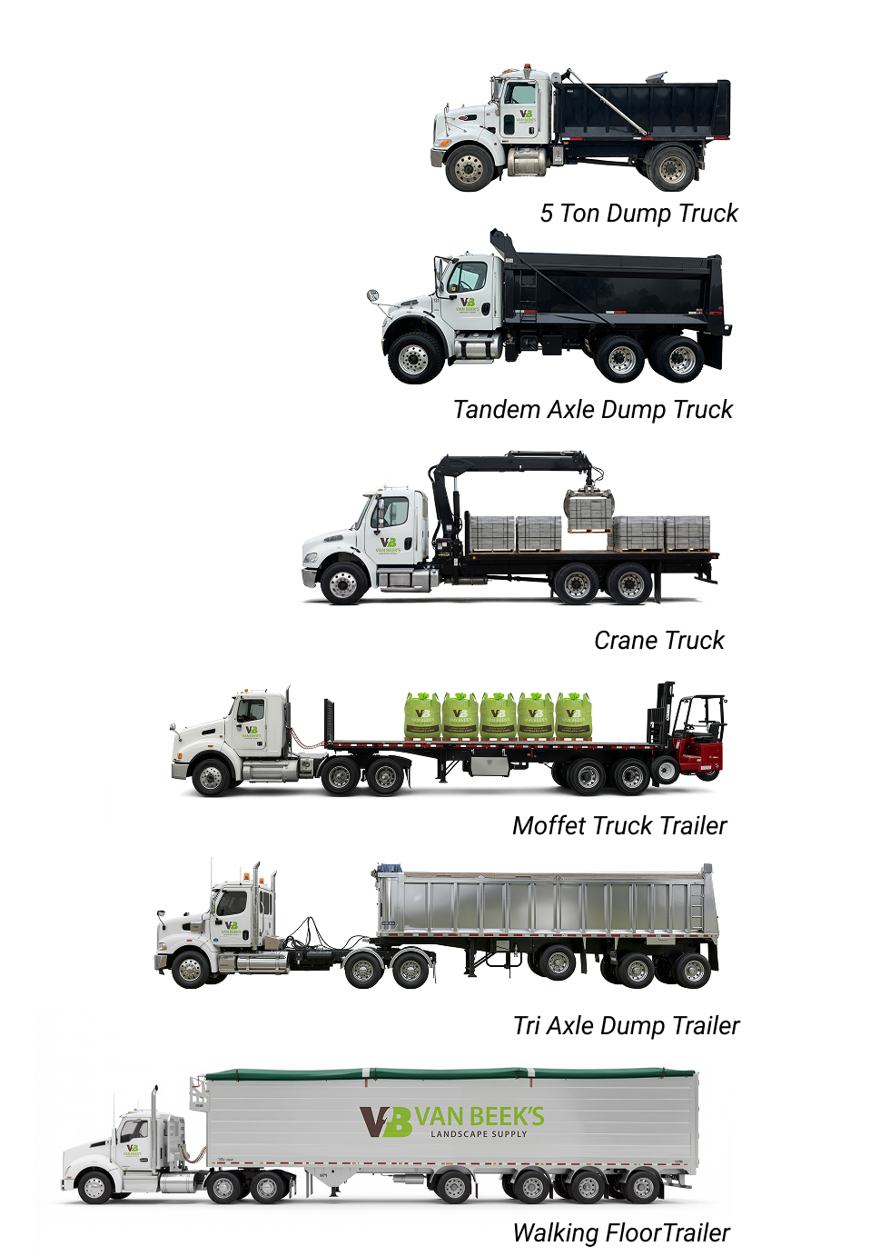 Van Beek's Delivery Dump Trucks and Trailers