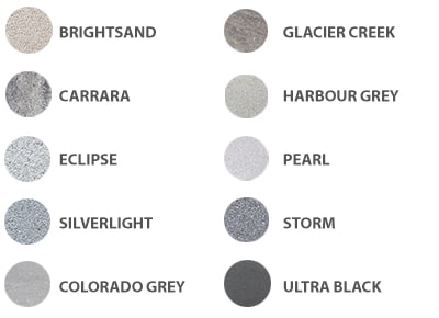 Harbour Grey, Pearl, Ultra Black, Carrara