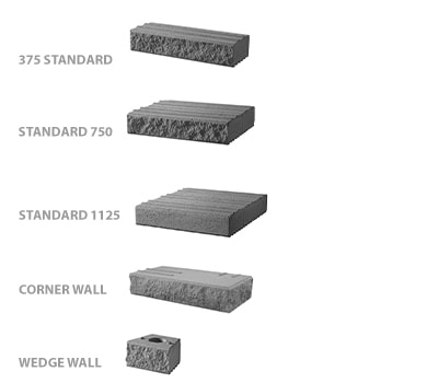 375 Standard, 750 Standard, 1125 Standard, Corner, Wedge Wall