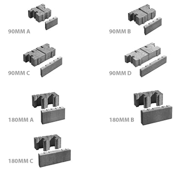 90mm A, 90mm B, 90mm C, 90mm D, 180mm A, 180mm B, 180mm C