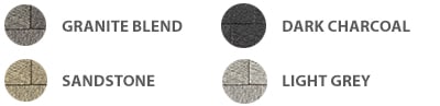 Grantie Blend, Sandstone, Dark Charcoal, Light Grey