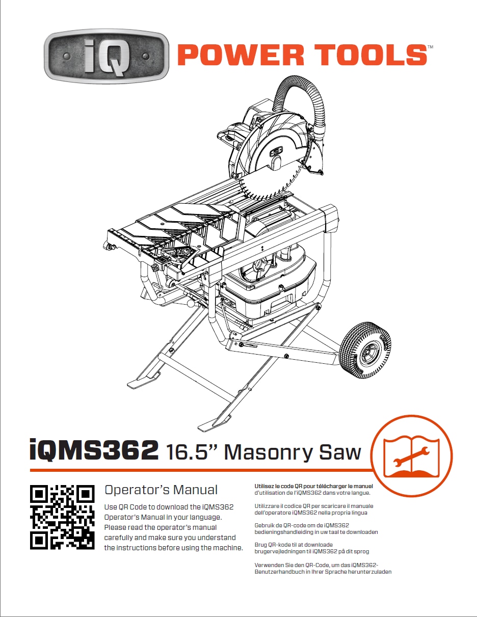 bartell global iQMS362 16.5 dry-cut masonry saw owners manual
